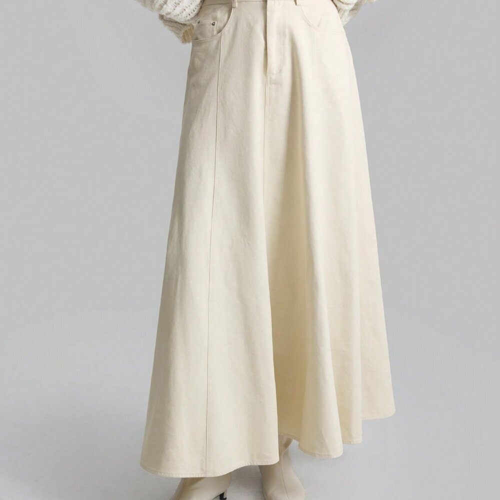 Apricot Minimalist Women's A-Line Midi Skirt - Picture 5 of 6